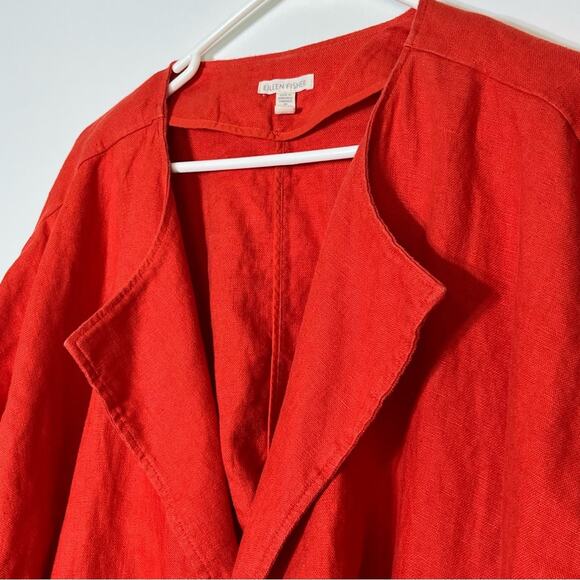 Eileen Fisher Geranium Heavy Organic Linen Breasted Jacket Size Large EUC - Picture 4 of 8